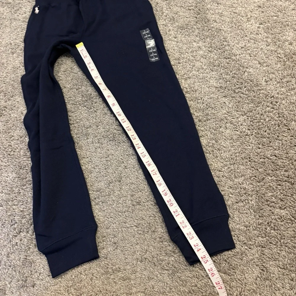 NEW Polo Ralph Lauren French Terry Pink Pony Blue Slim Fit Pants Girls L 12-14
